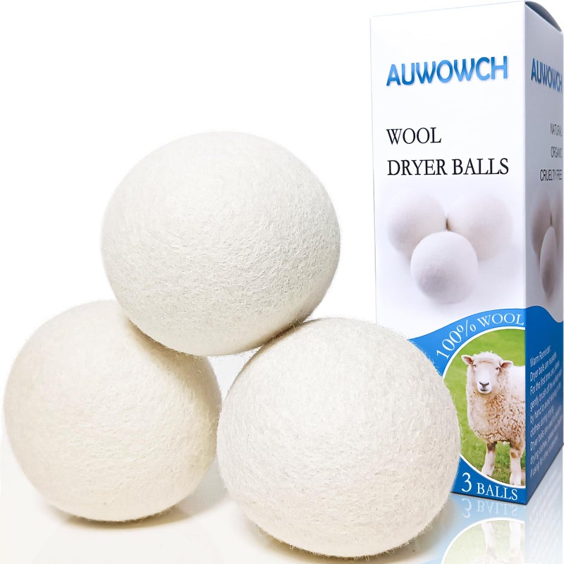 CHIAFFI Wool Dryer Balls  3 Count XL Dryer Lint Balls  Reusable Premium Natural Fabric Softener  Efficiently Add Essential Oils Instead of Dryer Sheets  Laundry Room Organization Essentials - Image 1